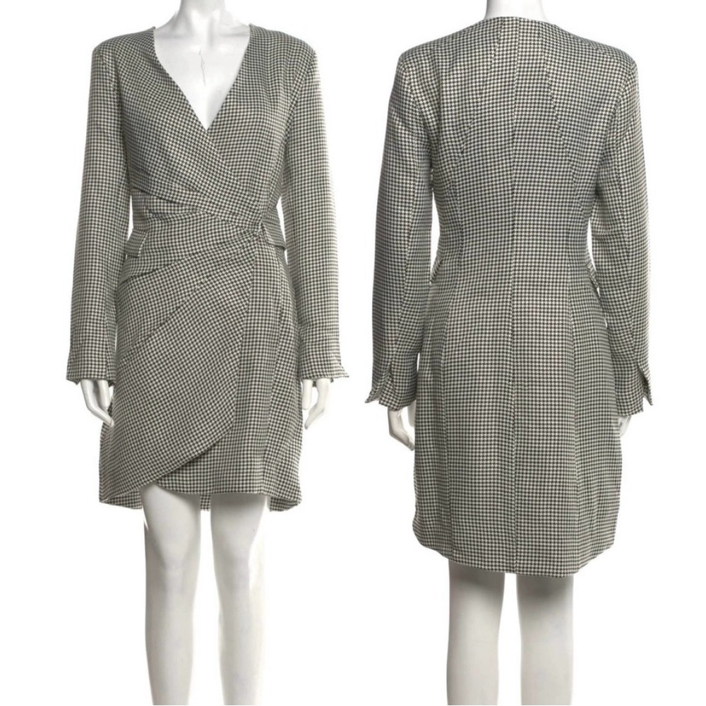 ||SOLD|| Jason Wu Black and White Houndstooth Blazer Wrap Dress sz Small